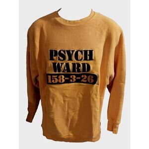 VINTAGE STEVE & BARRY'S "PSYCH WARD" ORANGE SWEATSHIRT CREWNECK MEN'S SIZE M